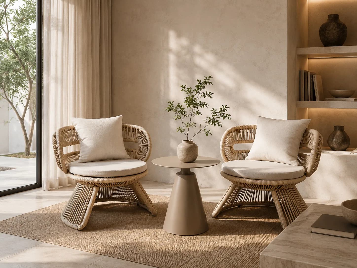 Natural Wicker Accent Set