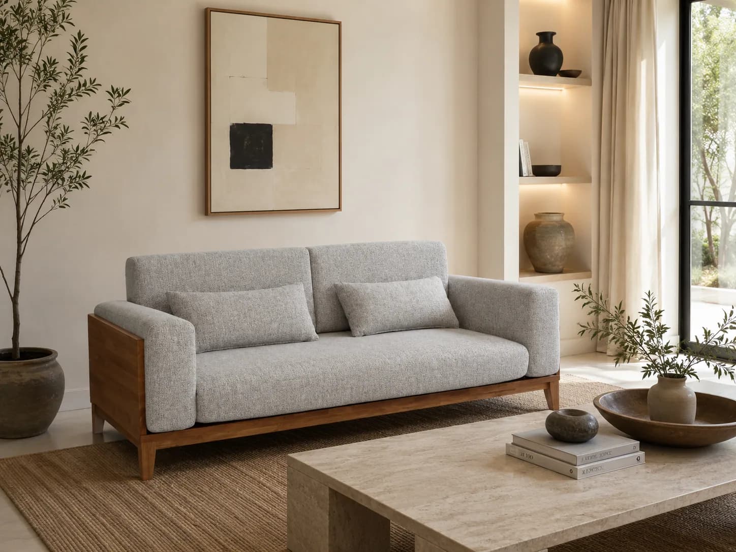 Nordic Walnut 3-Seater Sofa