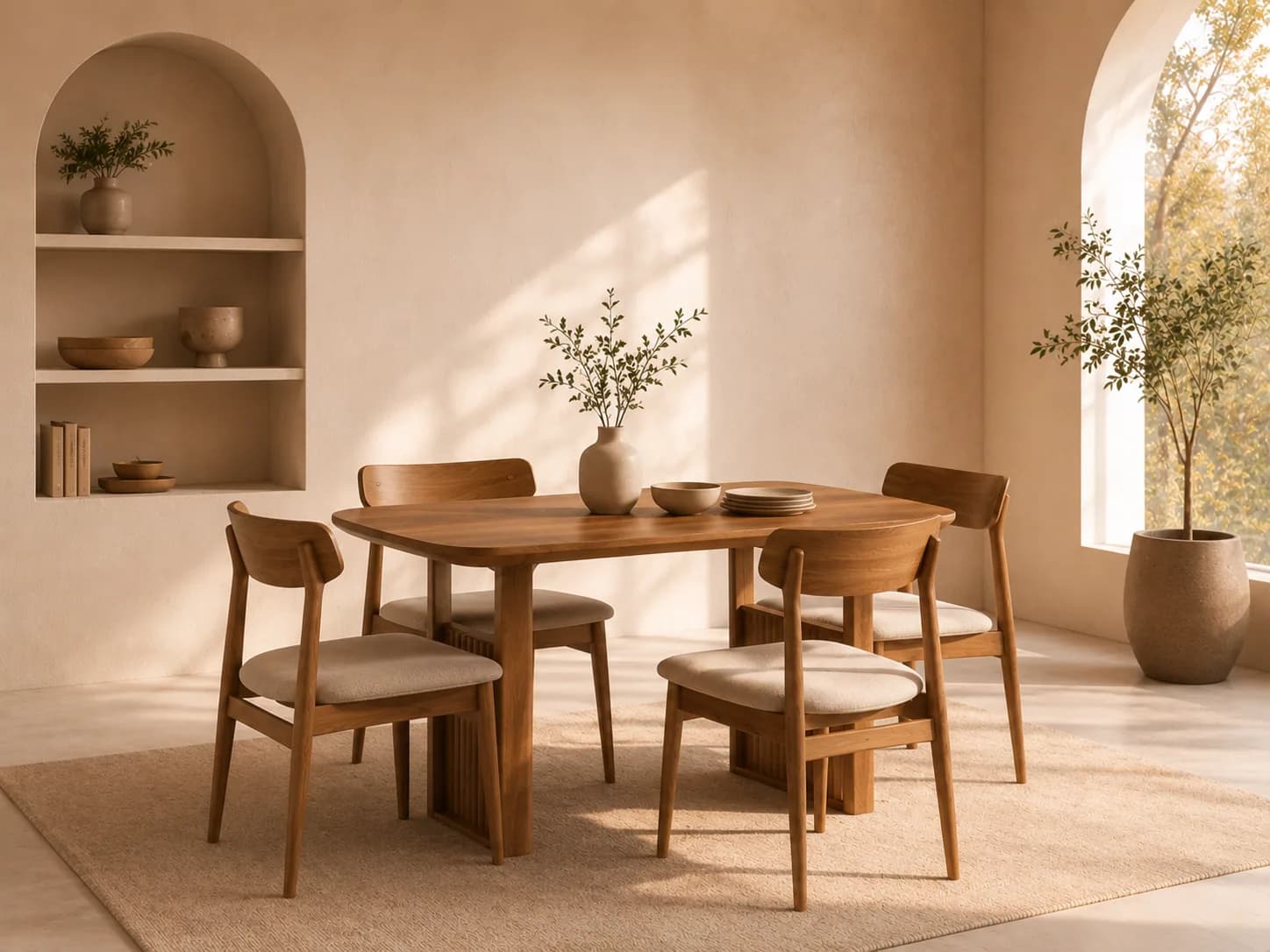 4 Seater Marble-Top Dining Table